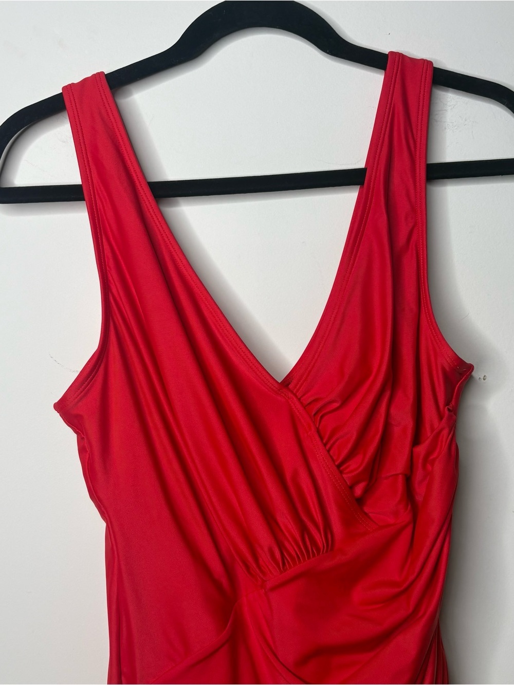 Popilush Slimming Chic Red Wrap One-Piece Swimsuit - Picture 5 of 8